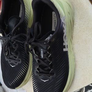 Hoka One One Men Black and Green Athletic Running Shoes